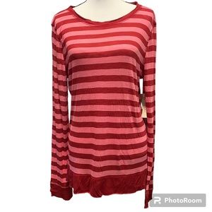 RoseGold Long Sleeve Striped Top Size Large NWT